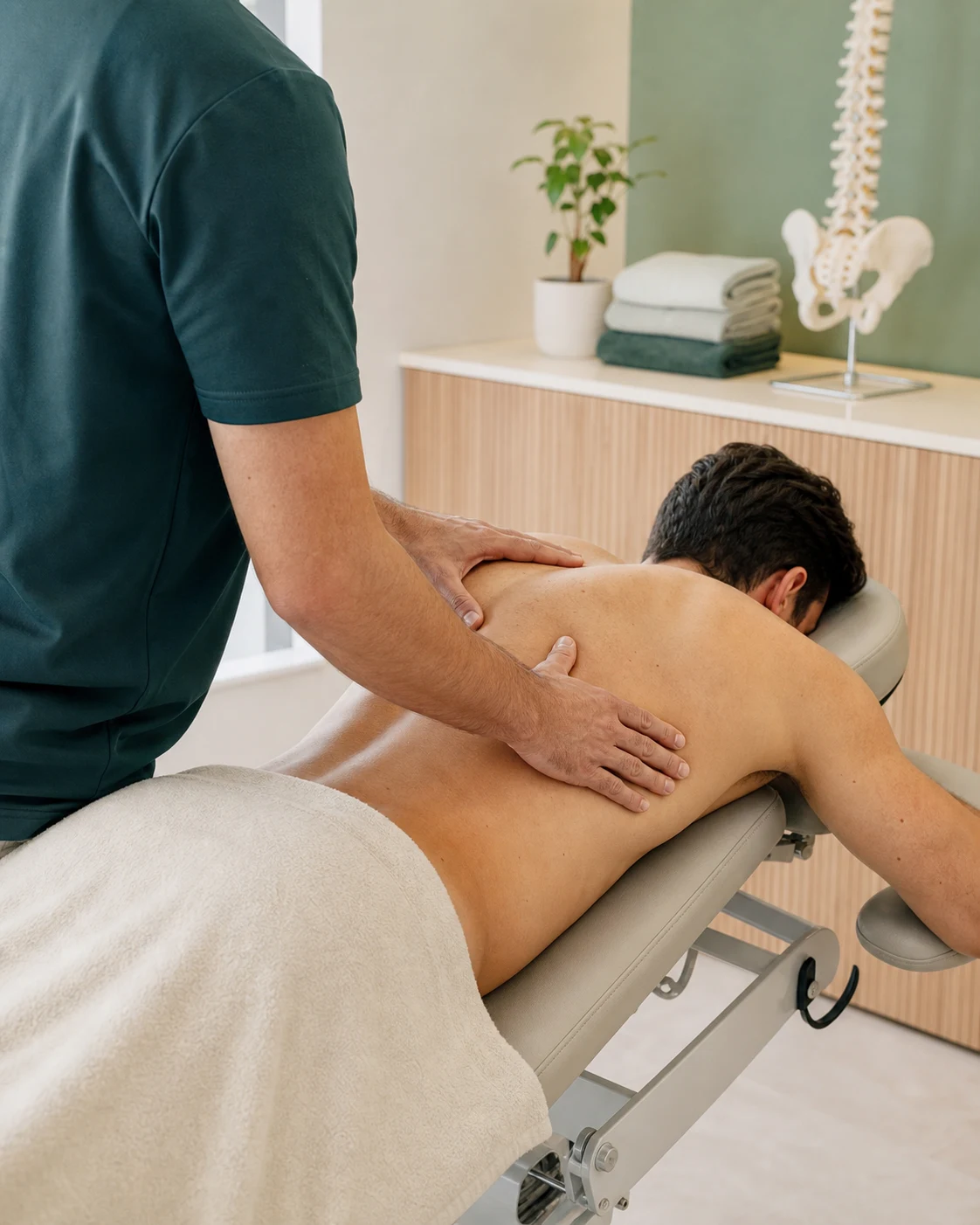 Jesús García Felgueroso realizando una valoración de fisioterapia